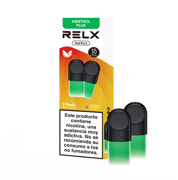 RELX ES E-cigrette Vape Pods Pro 2 Afrutados Menthol Plus 18mg/ml package & product Explore RELX Vapes Today | RELX ES Vapeador E-cigrette Pods Pro Afrutados Menthol Plus Afrutados 18mg/ml envases y productos Explora RELX Vapes Hoy 🛒