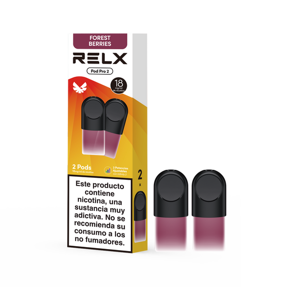 RELX ES E-cigrette Vape Pods Pro 2 Afrutados Forest Berries 18mg/ml package & product Explore RELX Vapes Today | RELX ES Vapeador E-cigrette Pods Pro 2 Afrutados Forest Berries Afrutados 18mg/ml envases y productos Explora RELX Vapes Hoy 🛒