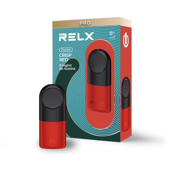 RELX ES E-cigrette Vape Pods Pro Sin Nicotina CRISP RED 0mg/ml package & product Best E-Cigarette Brands |  RELX ES Vapeador E-cigrette Pods Pro Sin Nicotina Manzana jugosa Sin Nicotina 0mg/ml envases y productos Las mejores marcas de cigarrillos electrónicos 🍏