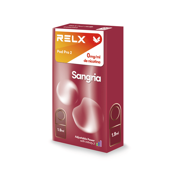 RELX ES E-cigrette Vape Pods Pro Sin Nicotina Sangria 0mg/ml package & product Best E-Cigarette Brands |  RELX ES Vapeador E-cigrette Pods Pro Sin Nicotina Sangria Sin Nicotina 0mg/ml envases y productos Las mejores marcas de cigarrillos electrónicos 🍷