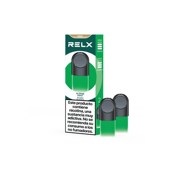RELX ES E-cigrette Vape Pods Pro Frescos y Mentolados ALPINE MINT 18mg/ml package & product Explore RELX Vapes Today | RELX ES Vapeador E-cigrette Pods Pro Frescos y Mentolados ALPINE MINT Frescos y Mentolados 18mg/ml envases y productos Explora RELX Vapes Hoy 🛒