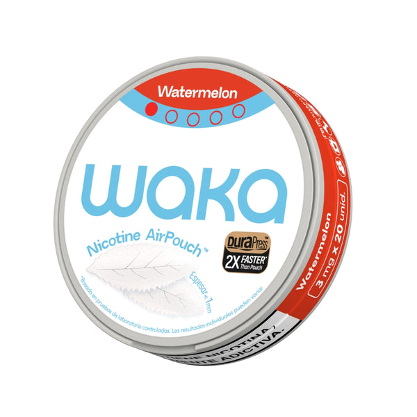 Explora WAKA Global Nicotine Pouch WAKA Nicotine AirPouch Sandía Pureza Refrescante 3mg/pieza Nicotina < 1mm Delgado🌿
