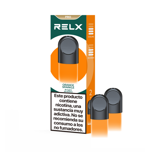  RELX ES E-cigrette Vape Pods Pro Bebida SUNNY SPARKLE 18mg/ml  package & product Best E-Cigarette Brands |  RELX ES Vapeador E-cigrette Pods Pro Bebida Soda de Naranja Bebida 18mg/ml  envases y productos Las mejores marcas de cigarrillos electrónicos 🛒

