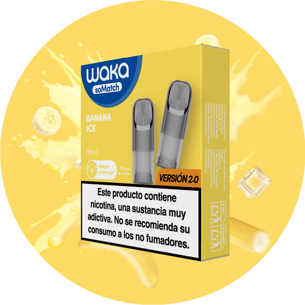 RELX-SPAIN 2 Pods/ Pack (próximamente) / Banana Ice WAKA soMatch Mini Pod
