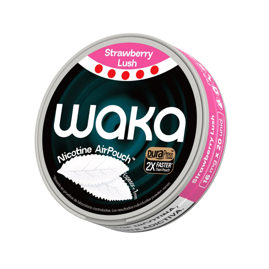 Explore WAKA Global Nicotine Pouch WAKA Nicotine AirPouch Strawberry Lush Rich & Velvety cream 16mg/piece Nicotine  < 1mm Thin 🍓