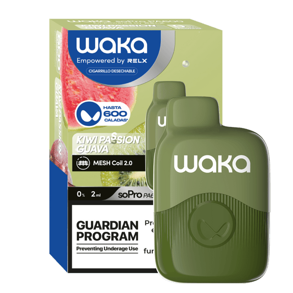 ES-WAKA 0% / Kiwi y Guava Vapeador Desechable WAKA soPro PA600 - Sin Nicotina
