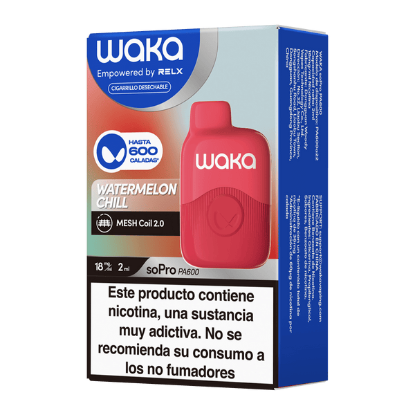 ES-WAKA 18mg/ml / Sandía Helada Vapeador Desechable WAKA soPro PA600 - Con Nicotina
