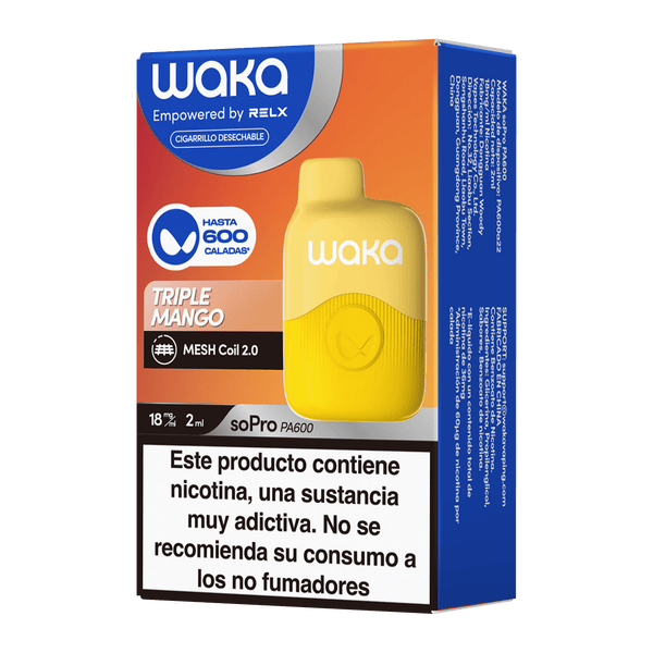 ES-WAKA 18mg/ml / Triple Mango Vapeador Desechable WAKA soPro PA600 - Con Nicotina
