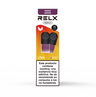 Paquete frontal de 2 pods de recambio RELX Pod Pro 2 sabor Tangy Grape (Uva) con 18mg/ml de nicotina. Cuenta con la función de 3 potencias ajustables.